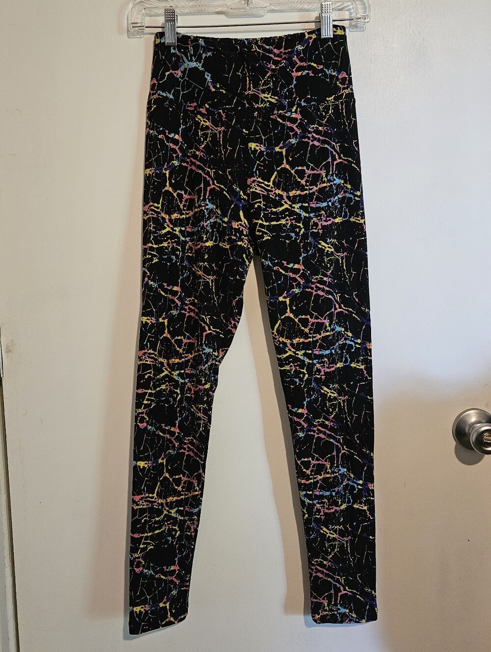 Sinophant High Waisted Leggings One Size S-M Black Multicolor Splatter Print